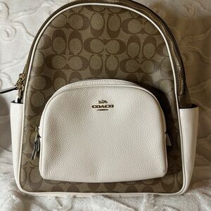 Coach Signature Brown and Cream Backpack
